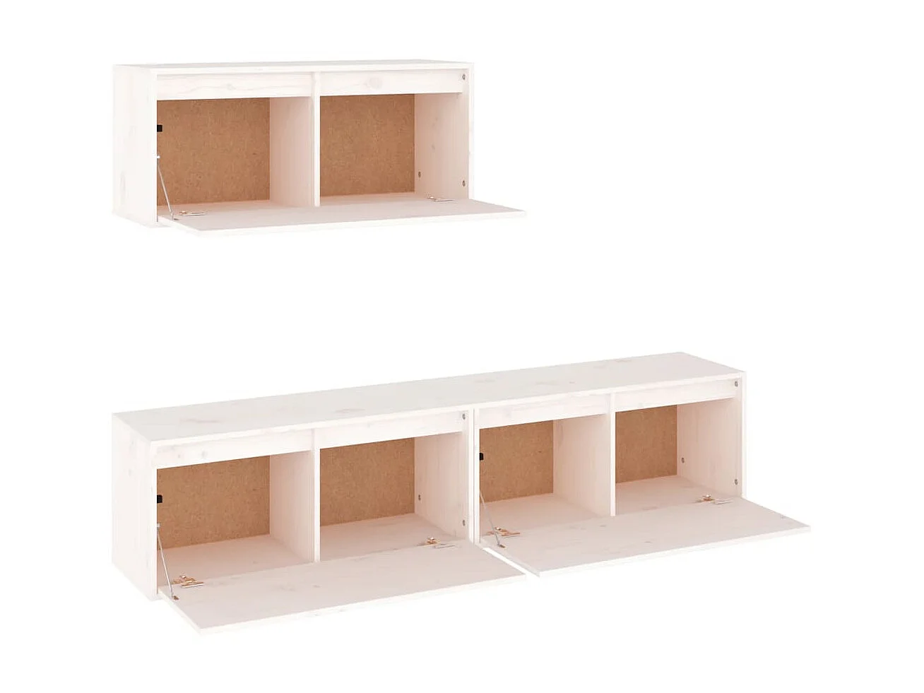 Mueble TV 3 piezas Blanco Madera maciza de pino
