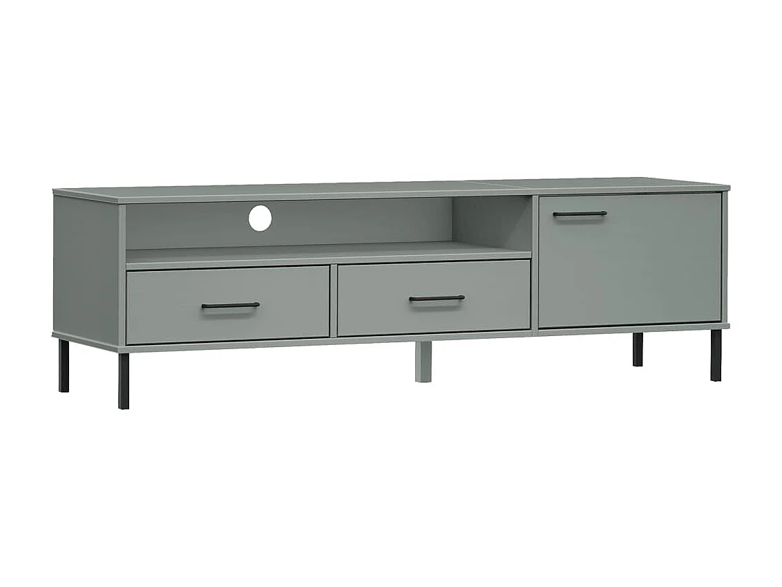 Mobile TV con gambe in metallo grigio Legno di pino massiccio OSLO