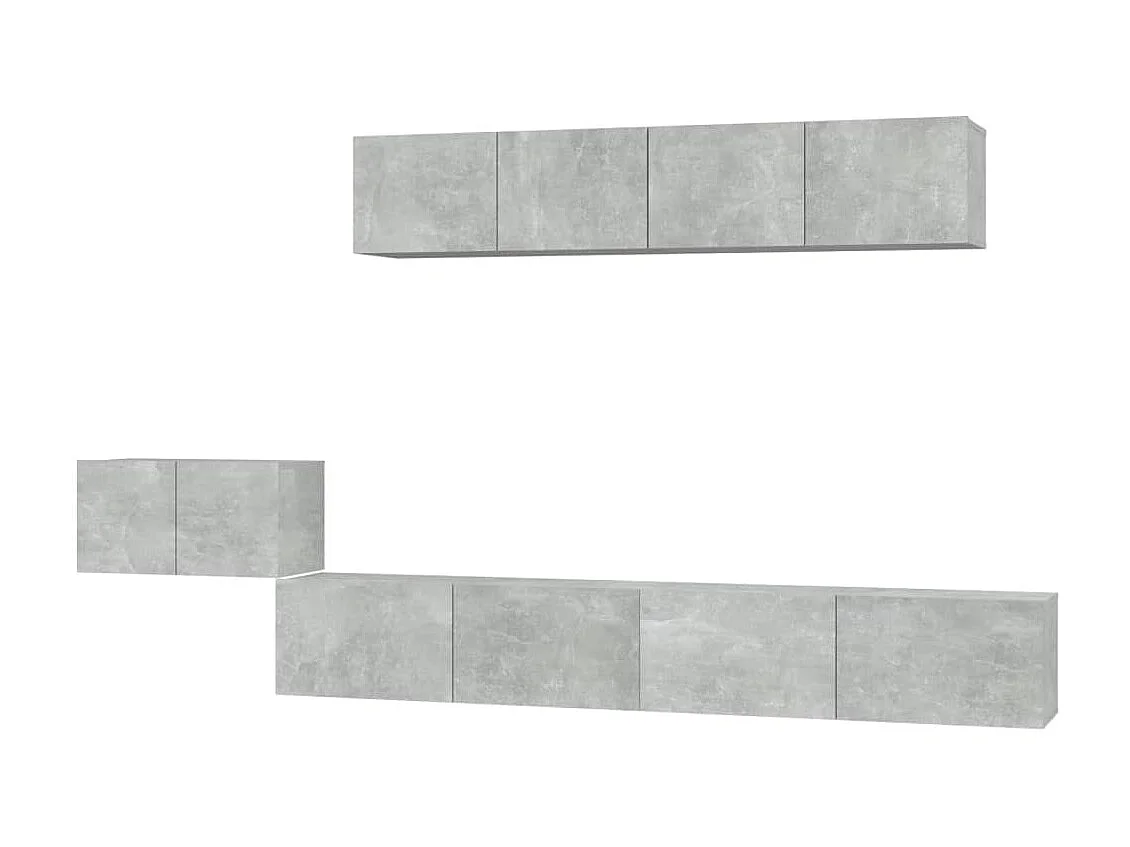 Ensemble de meubles TV 5 pcs Gris béton Bois d'ingénierie