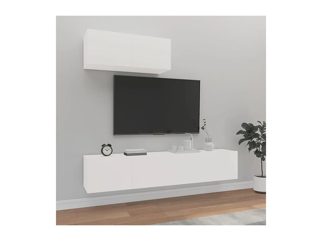 Ensemble de meubles TV 3 pcs Blanc Bois d'ingénierie