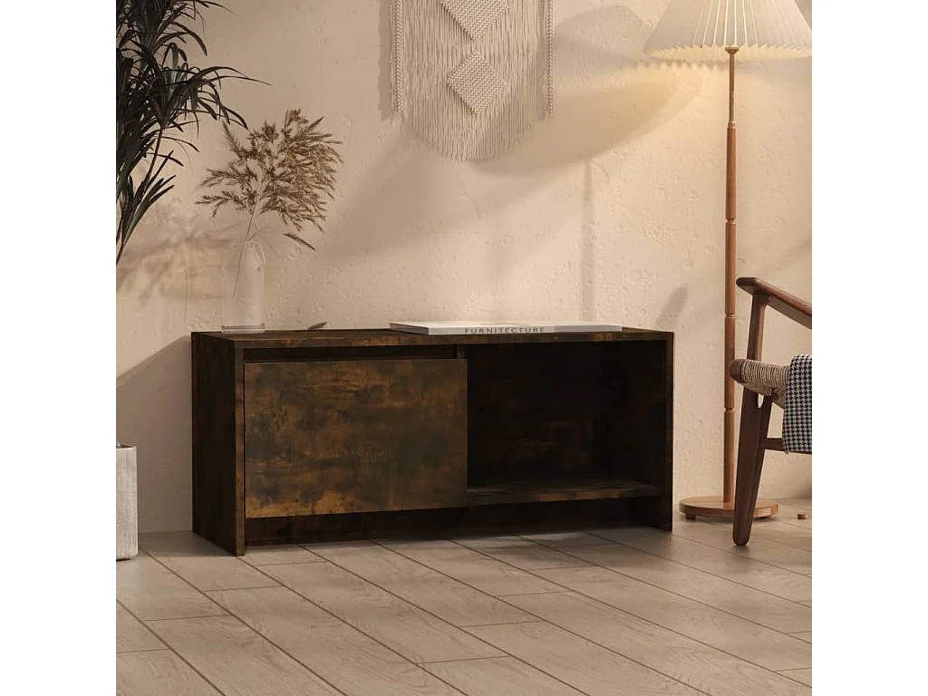 Meuble TV Chêne fumé 90x35x40 cm Aggloméré