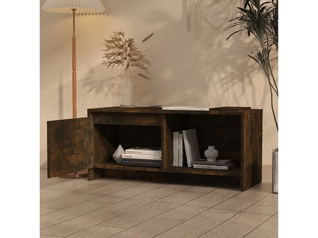 Meuble TV Chêne fumé 90x35x40 cm Aggloméré