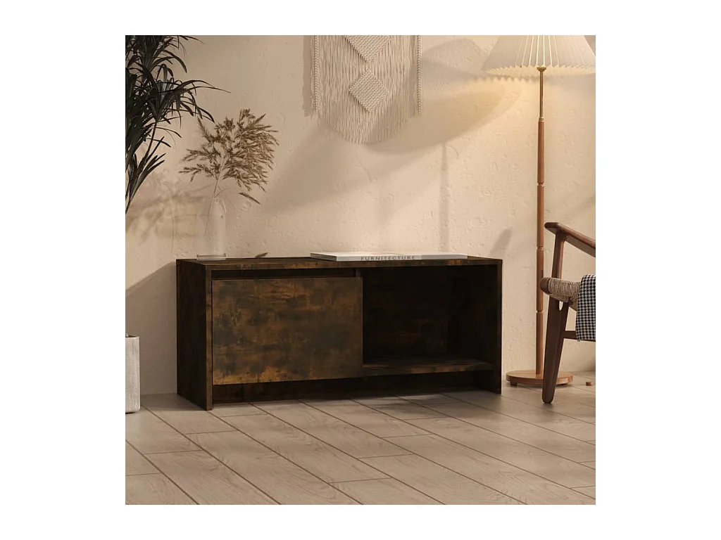 TV-meubel Gerookt eiken 90x35x40 cm Spaanplaat