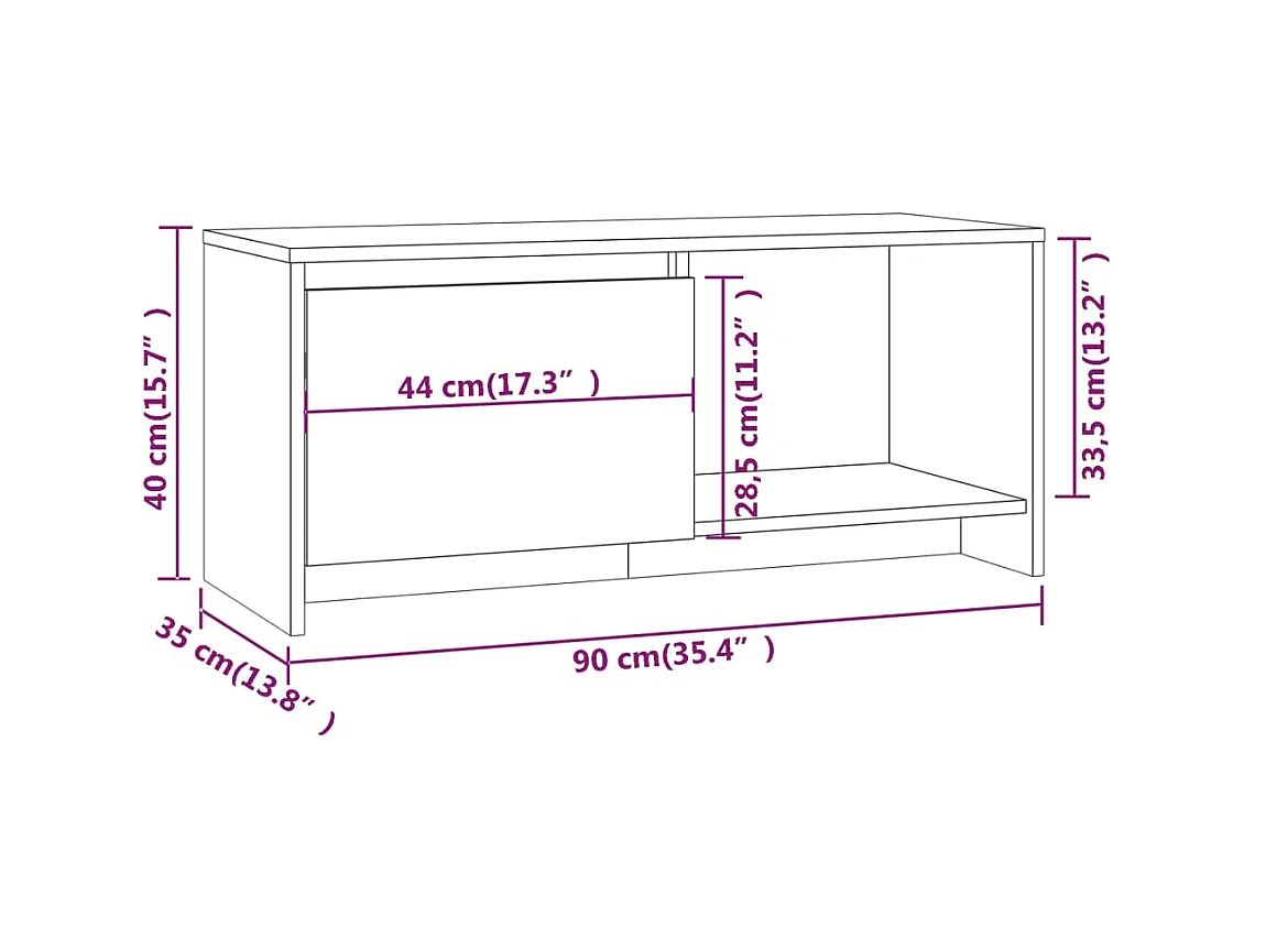 TV-meubel Gerookt eiken 90x35x40 cm Spaanplaat