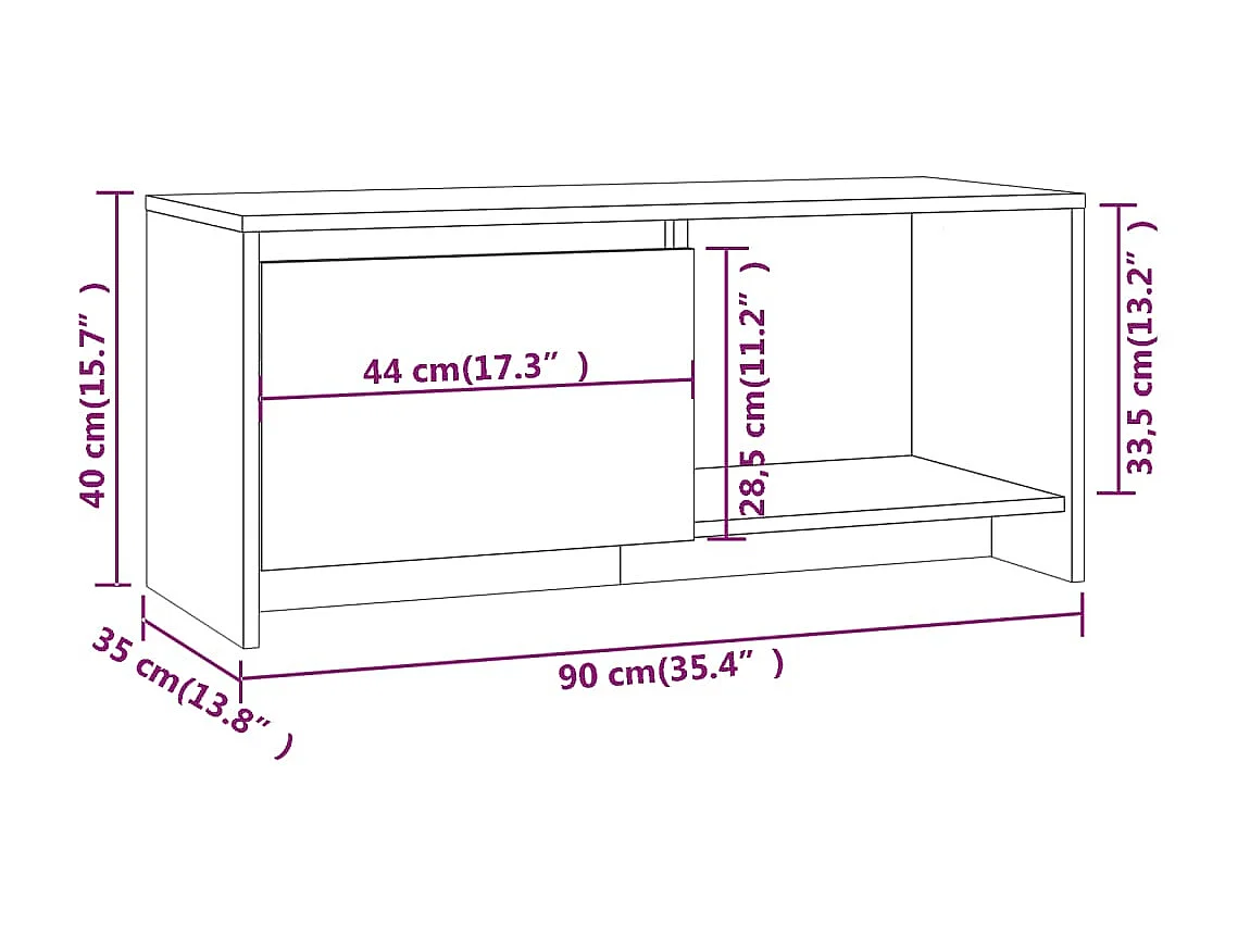TV-meubel Gerookt eiken 90x35x40 cm Spaanplaat