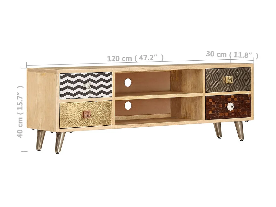 Meuble TV 120 x 30 x 40 cm Bois massif de manguier