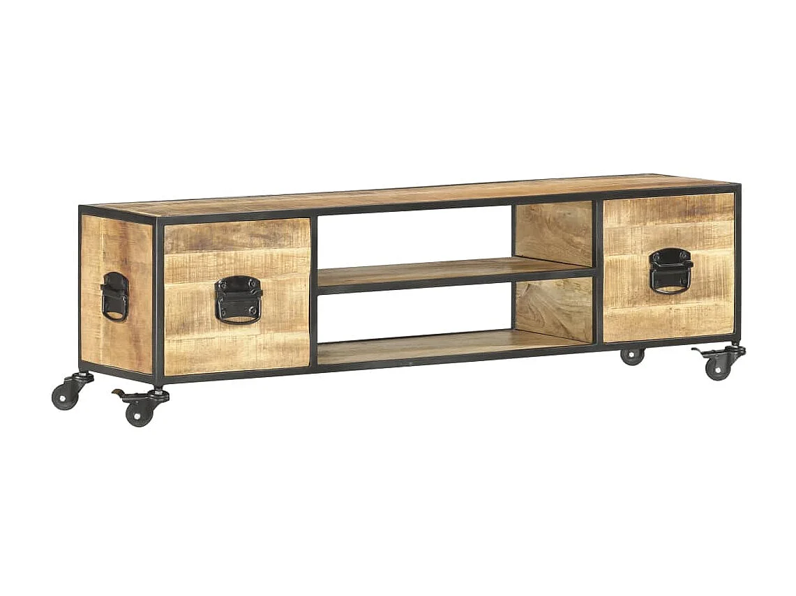Meuble TV 130x30x39 cm Bois massif de manguier