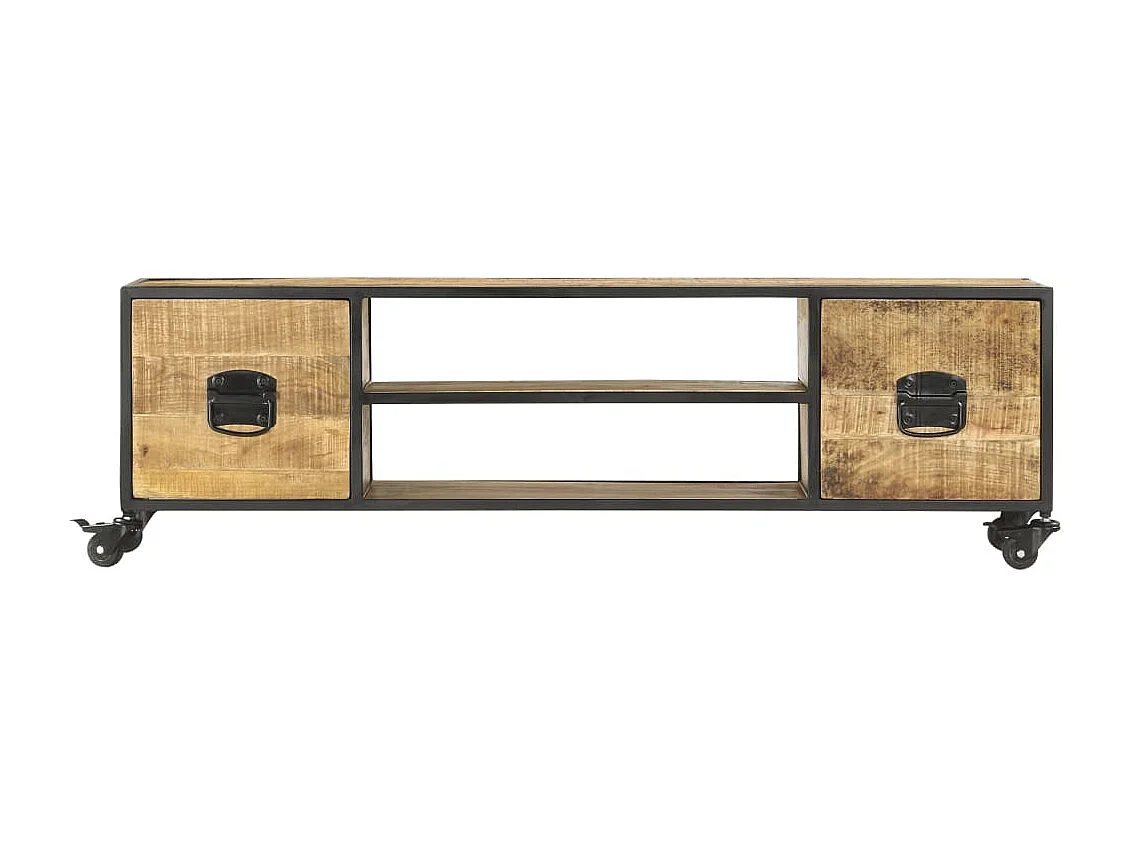 Meuble TV 130x30x39 cm Bois massif de manguier