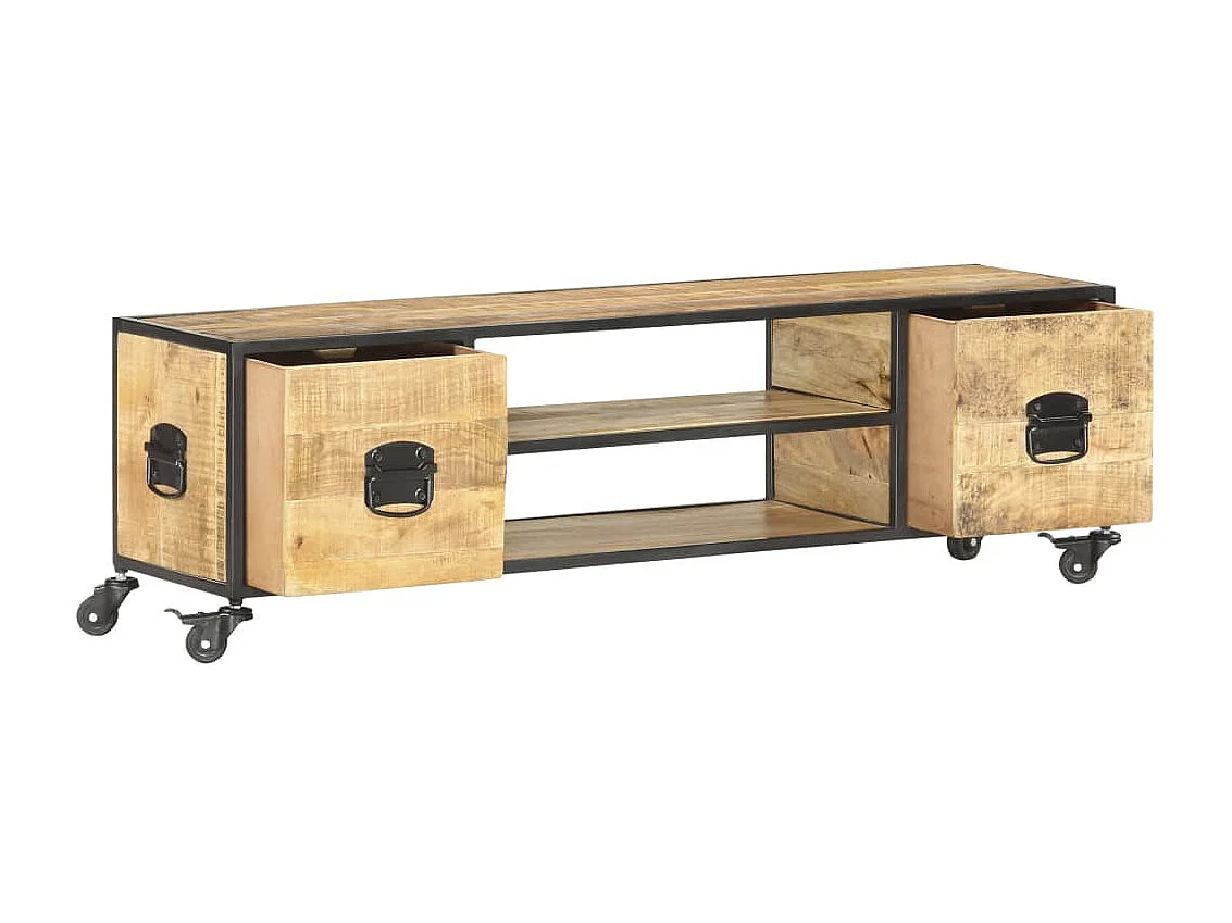 Meuble TV 130x30x39 cm Bois massif de manguier