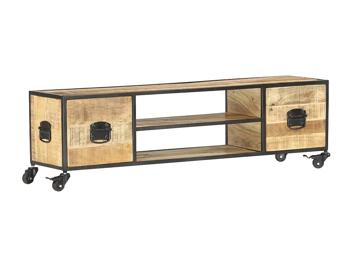 Meuble TV 130x30x39 cm Bois massif de manguier