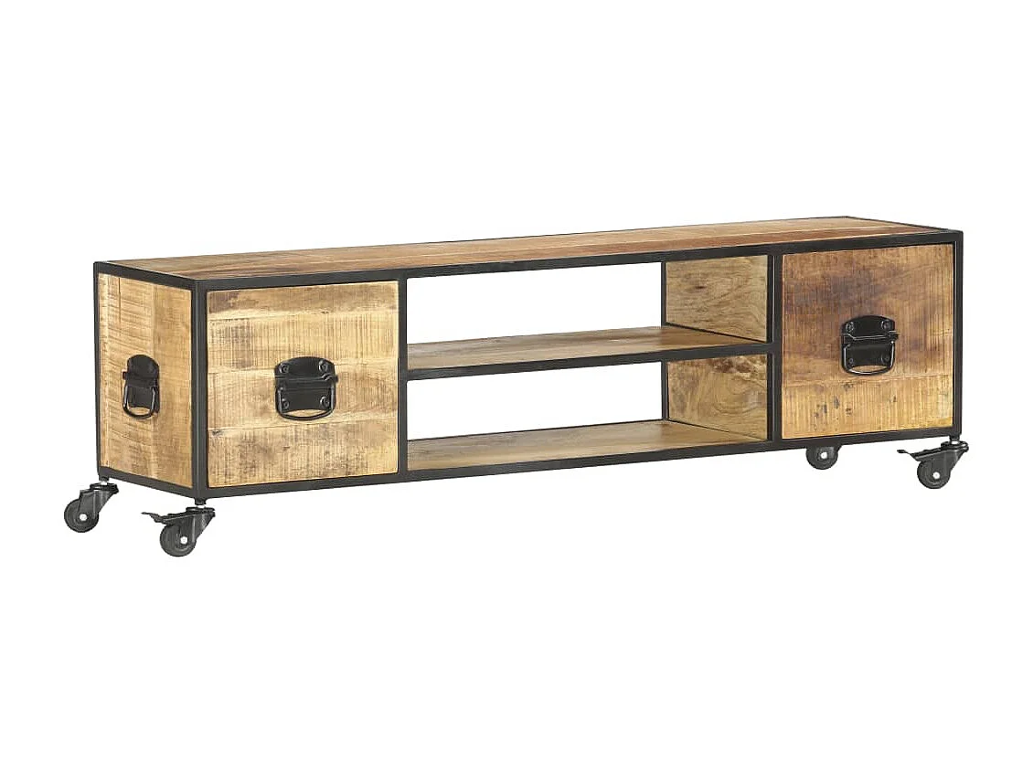 Meuble TV 130x30x39 cm Bois massif de manguier