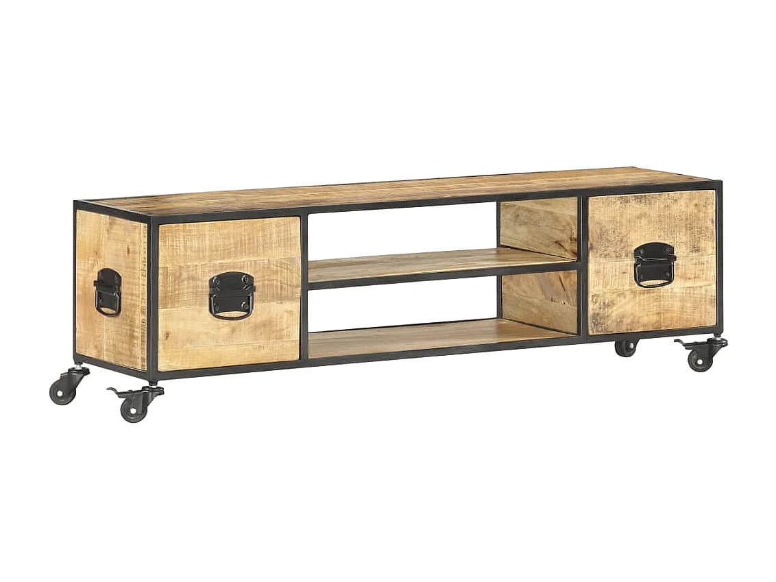 Meuble TV 130x30x39 cm Bois massif de manguier