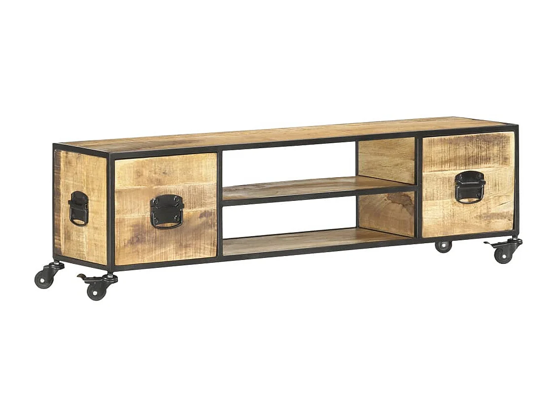 Meuble TV 130x30x39 cm Bois massif de manguier