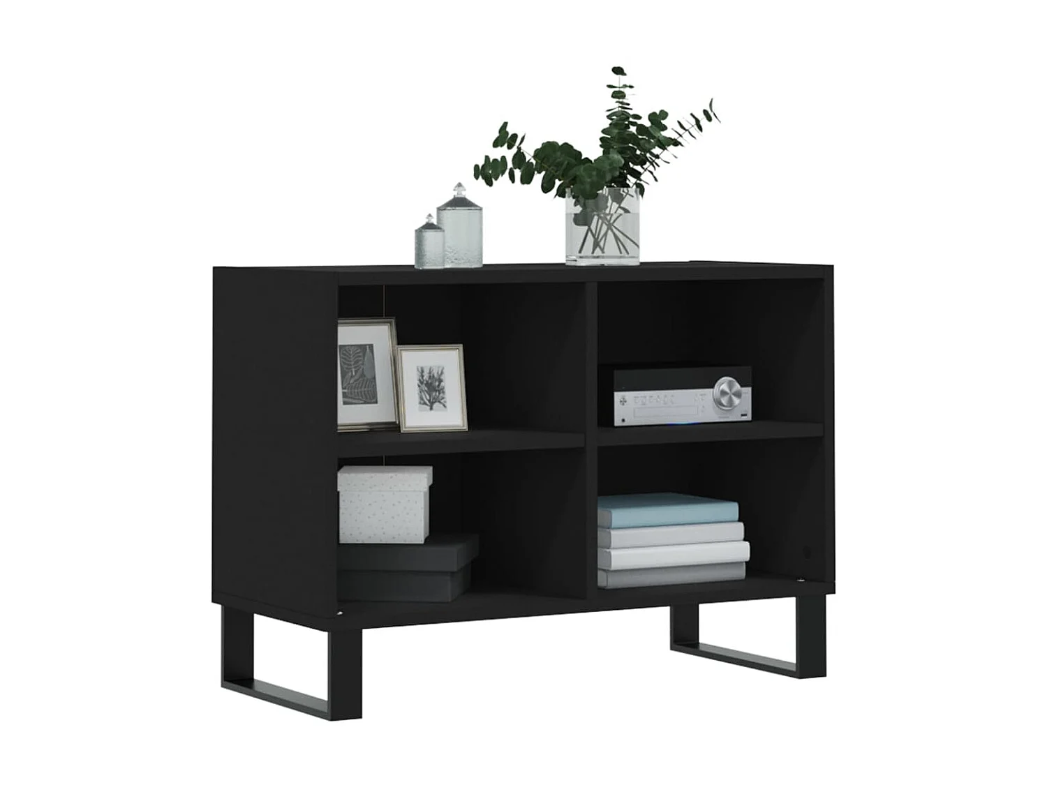Mueble TV negro 69,5 x 30 x 50 cm de madera contrachapada