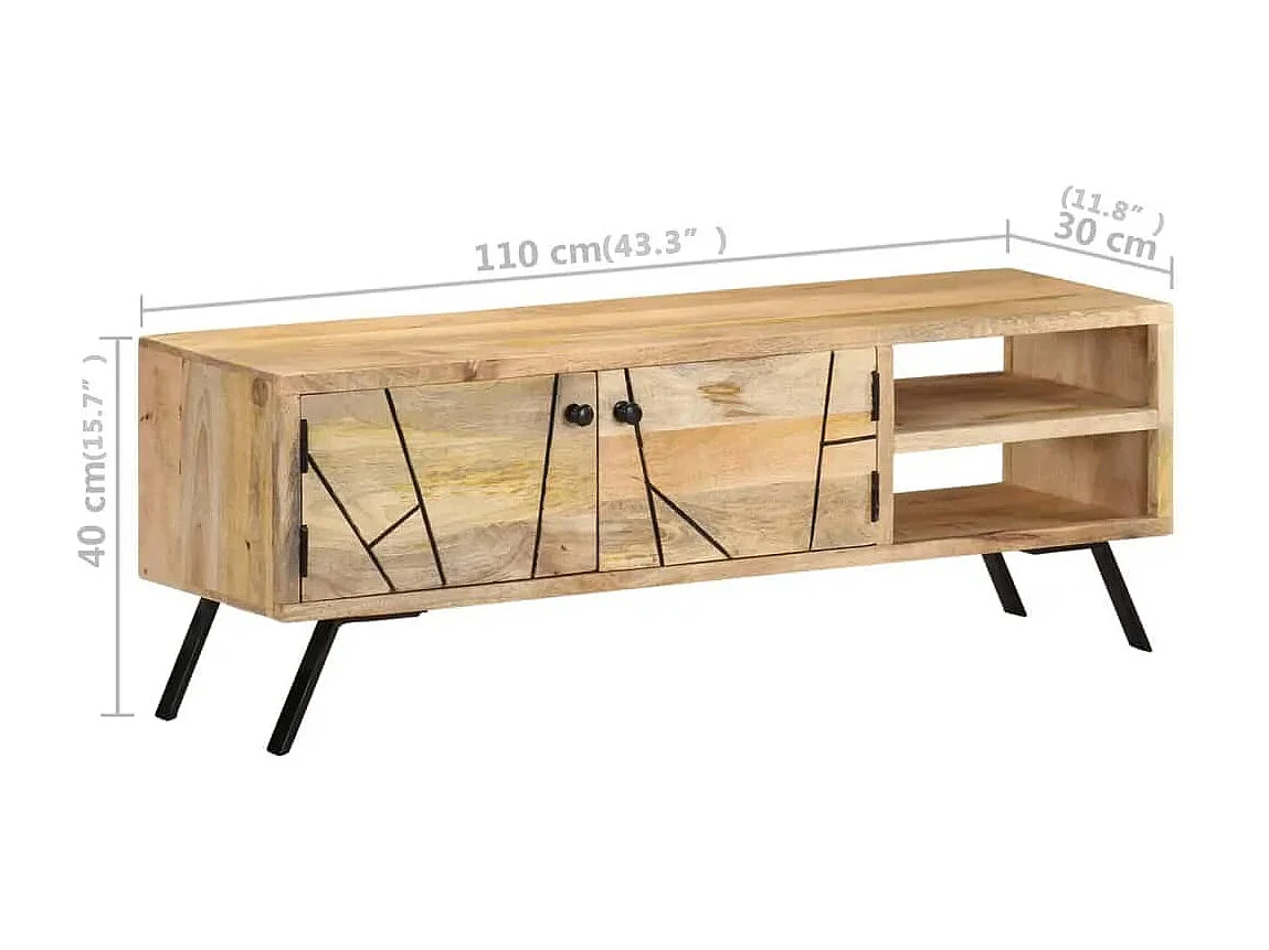 Mobile TV 110x30x40 cm Legno massello di mango