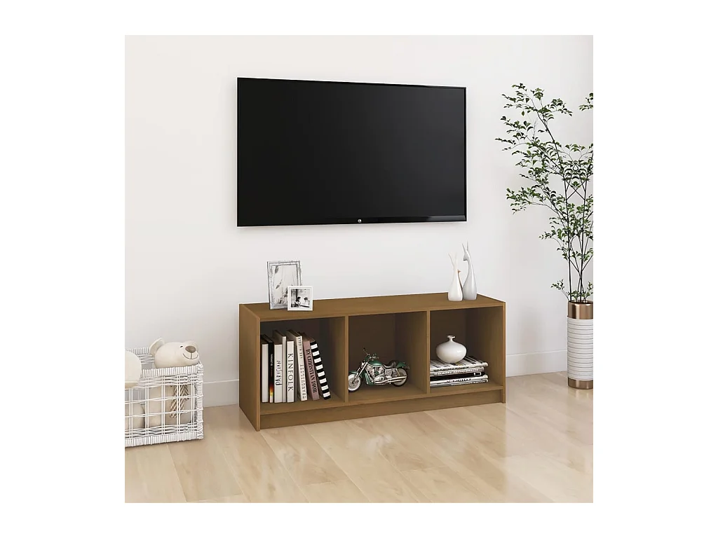 Meuble TV Marron miel 104x33x41 cm Bois de pin massif