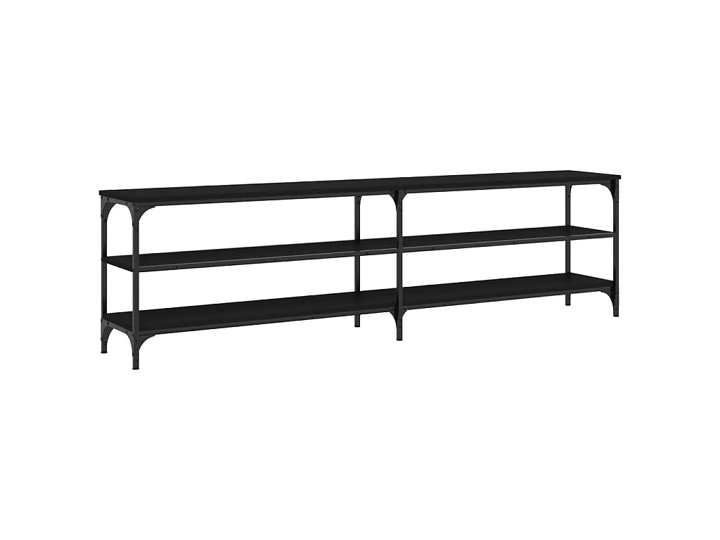 Meuble TV noir 180x30x50 cm bois d'ingénierie et métal