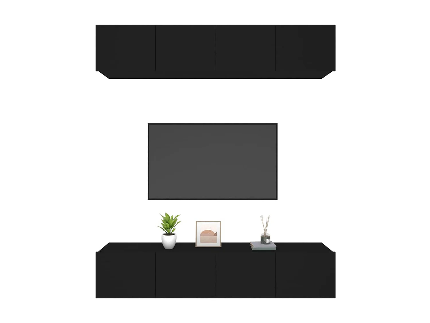 Mobile TV 4 pz Nero 80x30x30 cm MDF