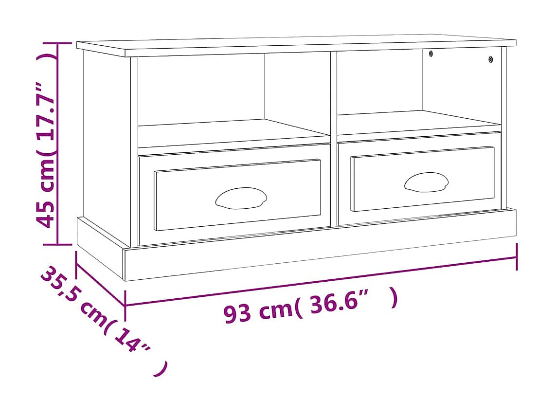 Meuble TV blanc brillant 93x35,5x45 cm bois d'ingénierie