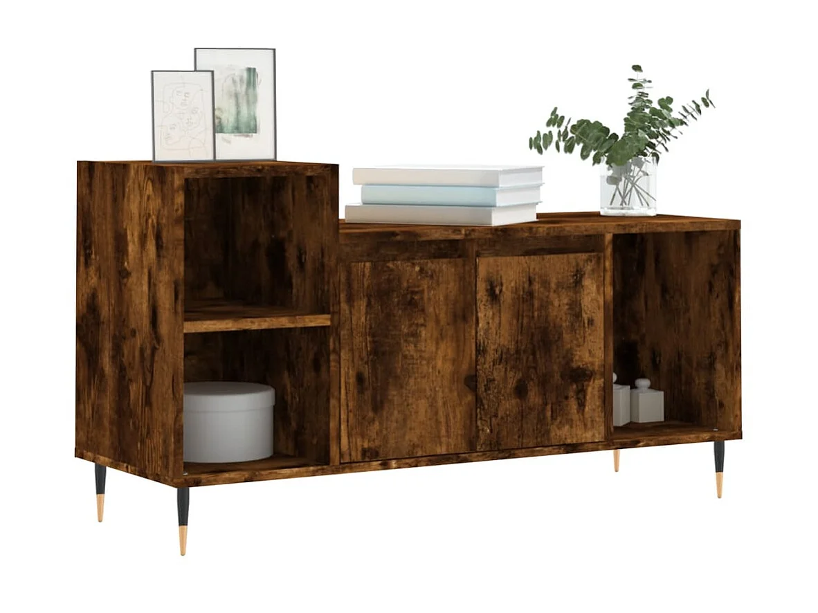 Meuble TV Chêne fumé 100x35x55 cm Bois d'ingénierie