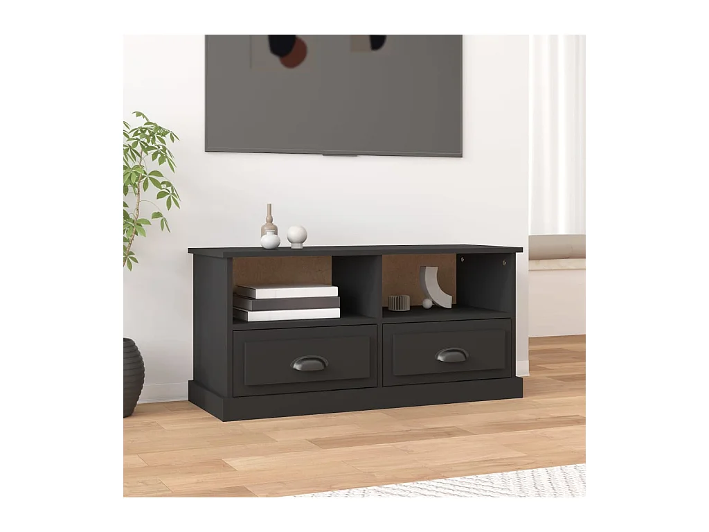 Meuble TV noir 93x35,5x45 cm bois d'ingénierie