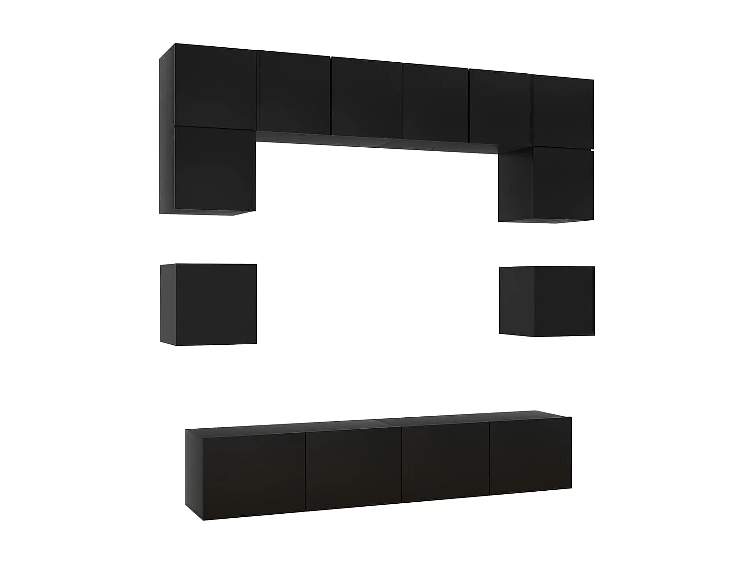 Ensemble de meuble TV 8 pcs Noir Aggloméré
