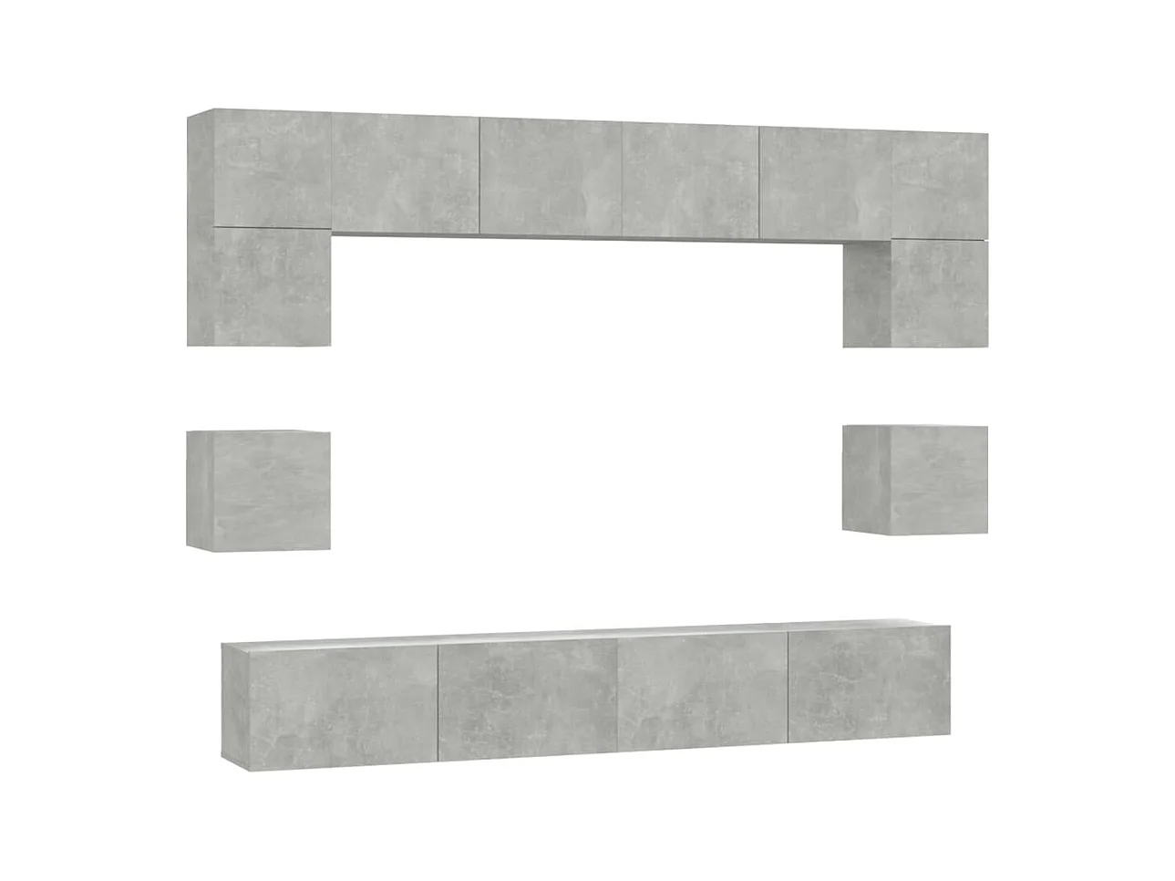 Ensemble de meubles TV 8 pcs Gris béton Bois d'ingénierie