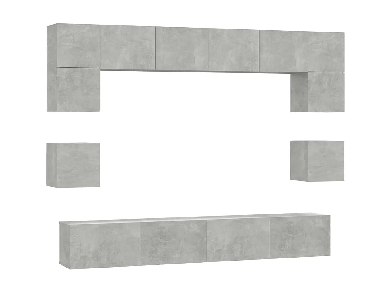 Ensemble de meubles TV 8 pcs Gris béton Bois d'ingénierie