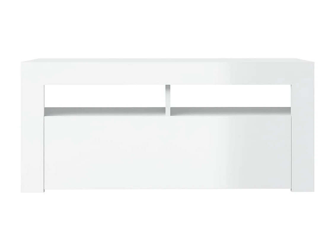 Meuble TV avec lumières LED blanc brillant 90x35x40 cm