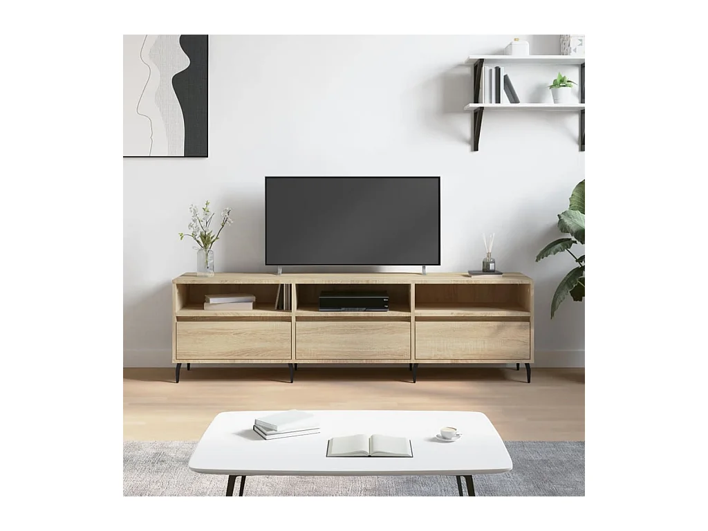 Meuble TV chêne sonoma 150x30x44,5 cm bois d'ingénierie