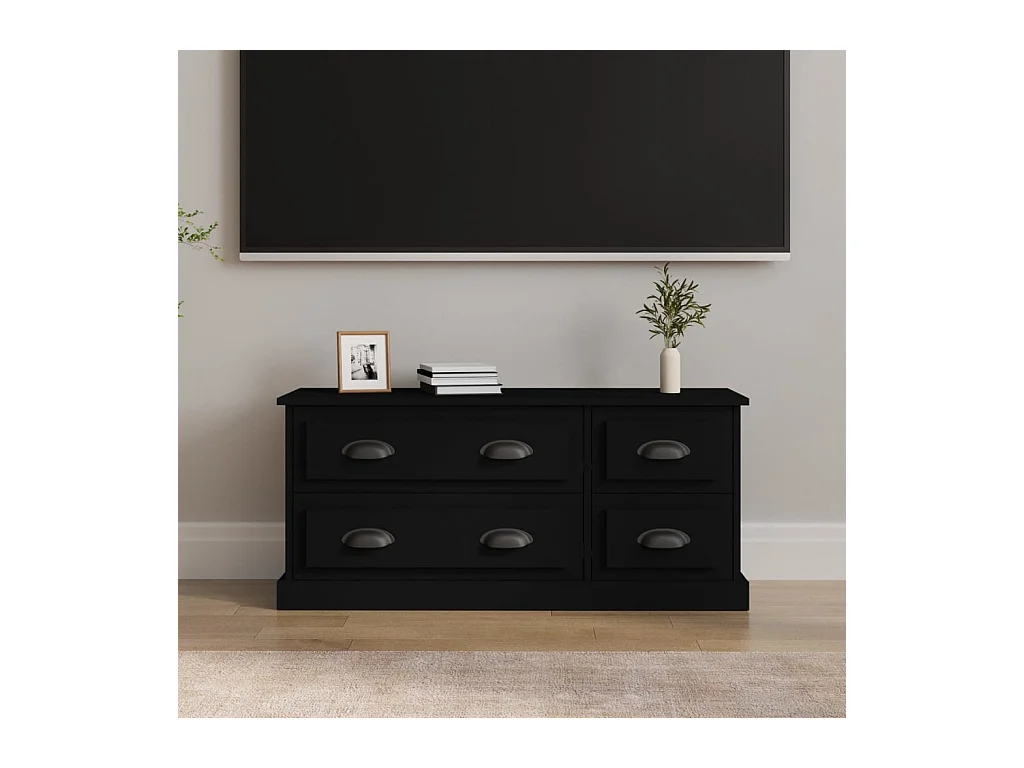 Meuble TV noir 100x35,5x45 cm bois d'ingénierie