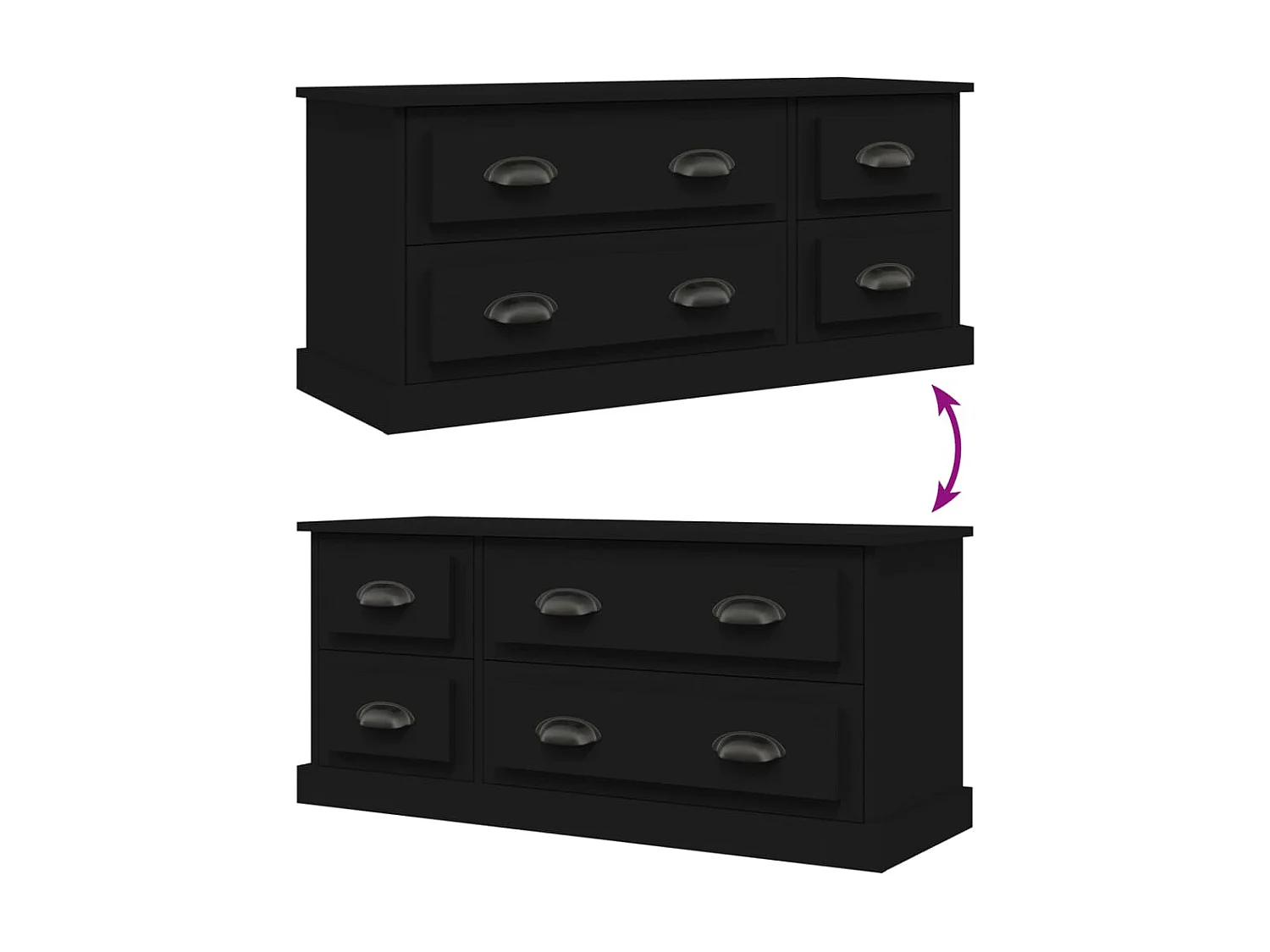 Meuble TV noir 100x35,5x45 cm bois d'ingénierie