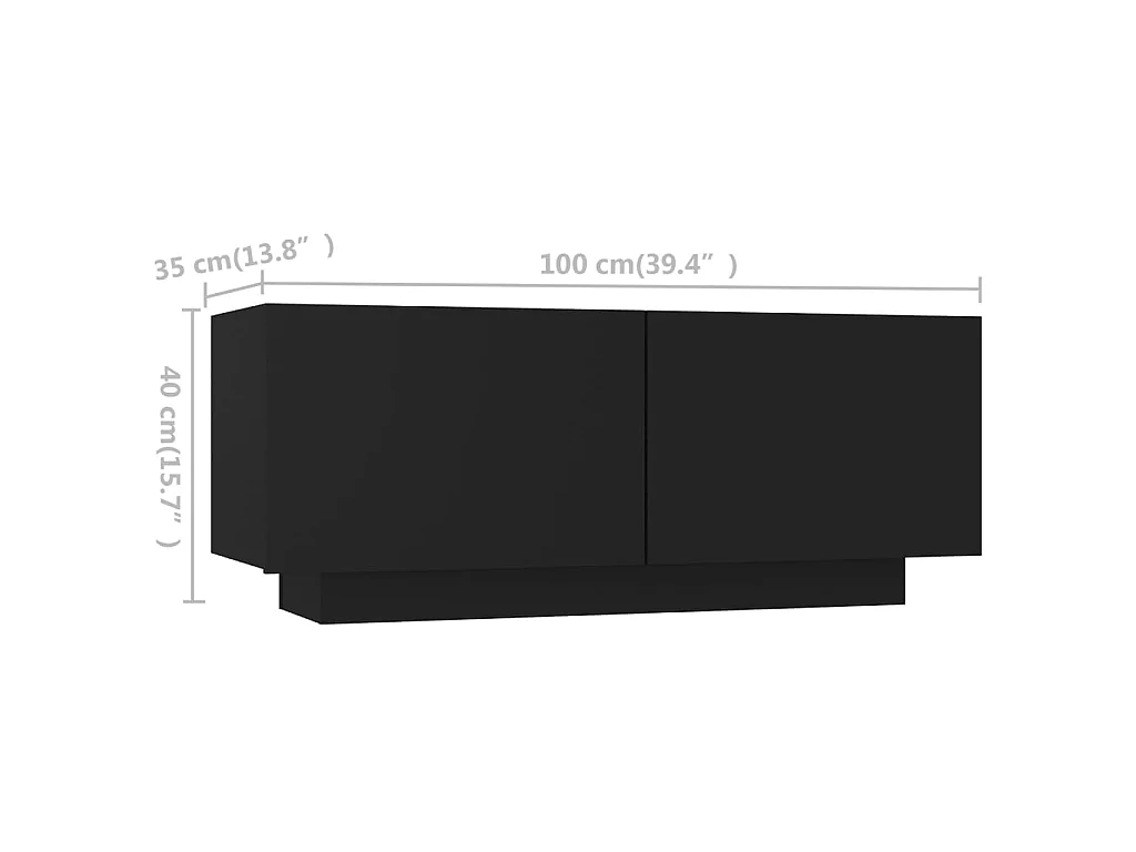 Mobile TV con luci LED Nero 180x35x40 cm