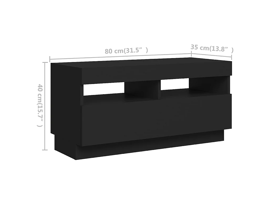TV-meubel met LED-verlichting Zwart 180x35x40 cm