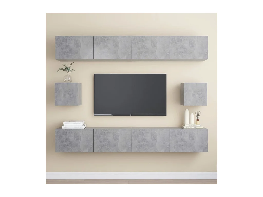 Ensemble de meubles TV 6 pcs Gris béton Aggloméré