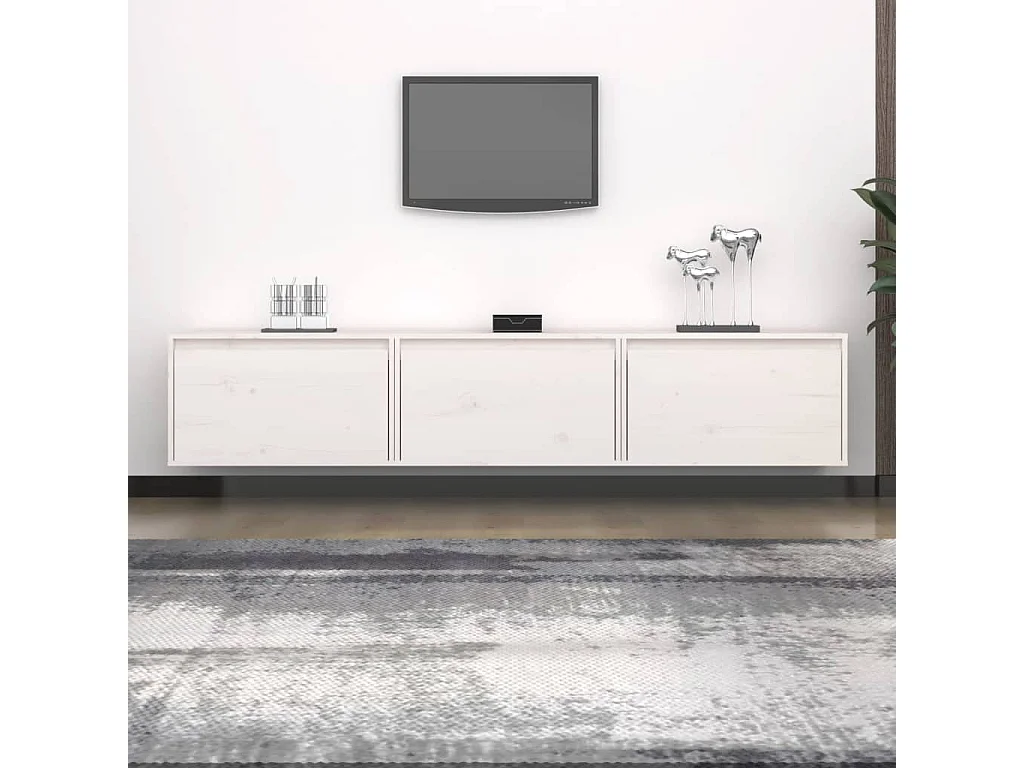 Meubles TV 3 pcs Blanc Bois massif de pin