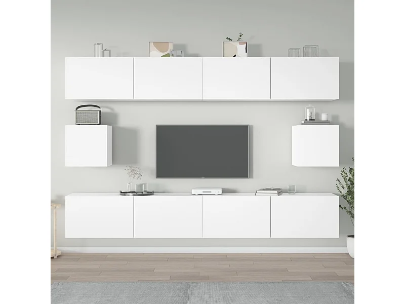 Set supporto TV da 6 pezzi in MDF bianco