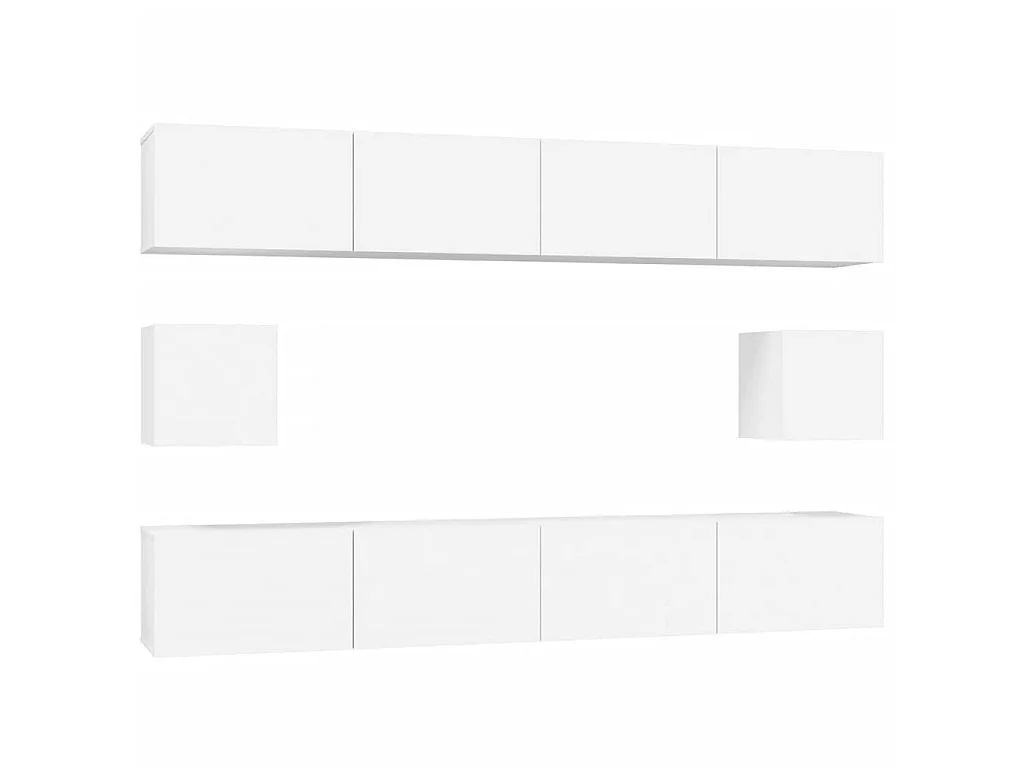 Ensemble de meubles TV 6 pcs Blanc Bois d'ingénierie