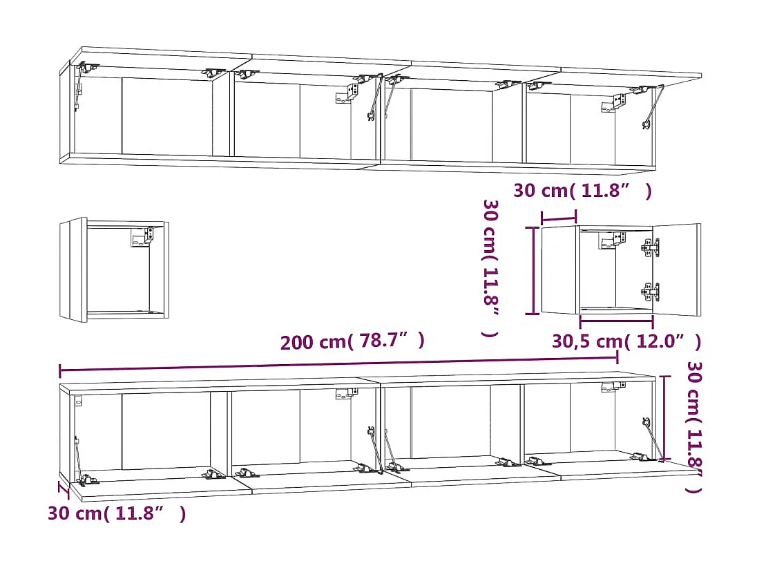 Ensemble de meubles TV 6 pcs Blanc Bois d'ingénierie