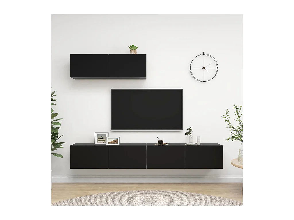 Meubles TV 3 pcs Noir Aggloméré