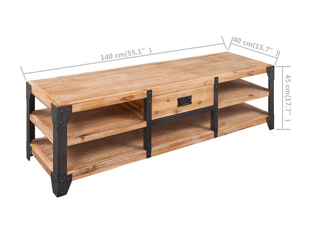 Meuble TV 140 x 40 x 45 cm Bois d'acacia massif