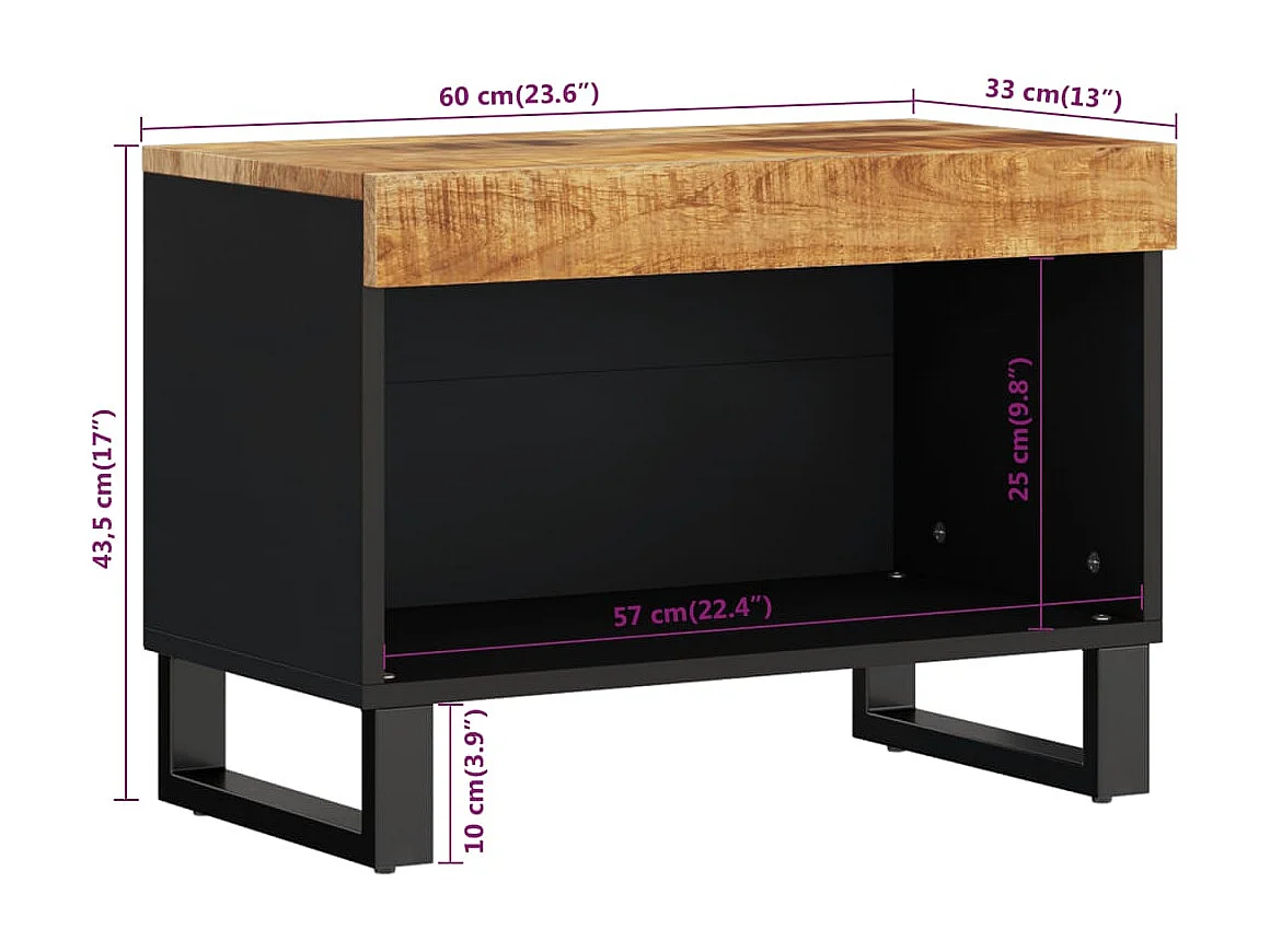 Mobile TV 60x33x43,5 cm in legno massello di mango