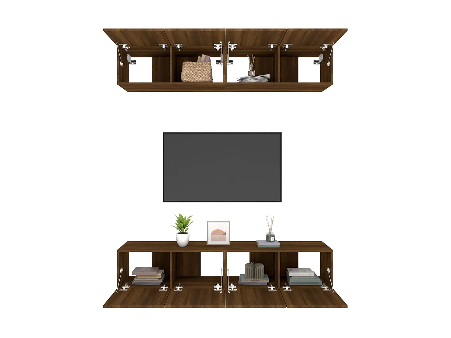 TV-meubel 4 stuks Bruin eiken 80x30x30 cm Bewerkt hout