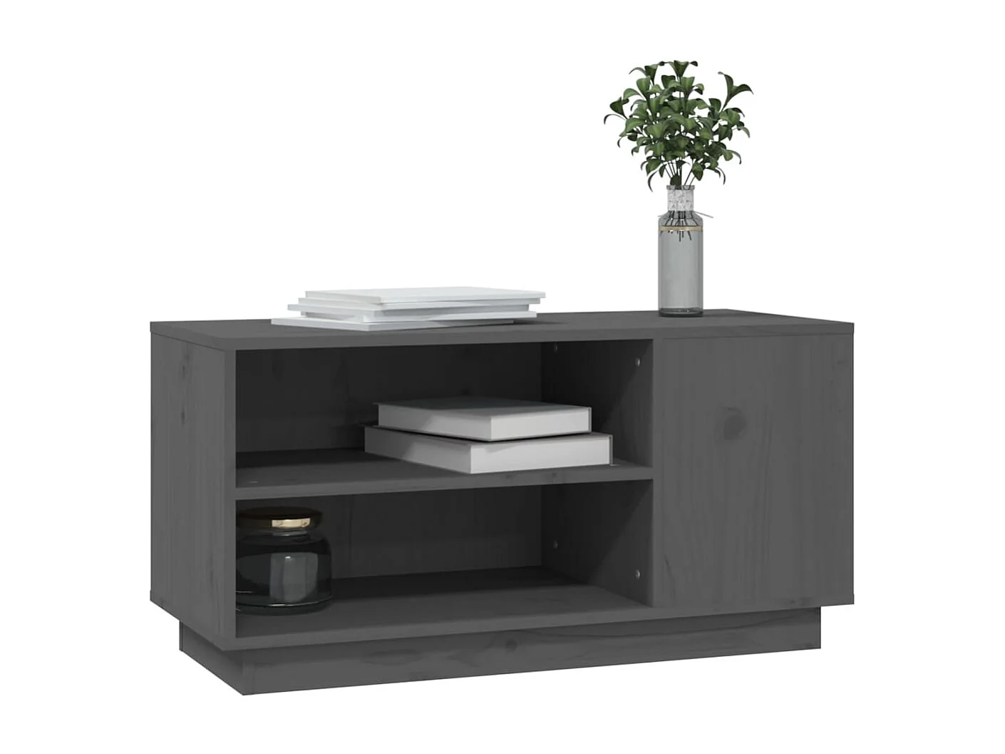 Mueble TV gris 80x35x40,5 cm Madera maciza de pino