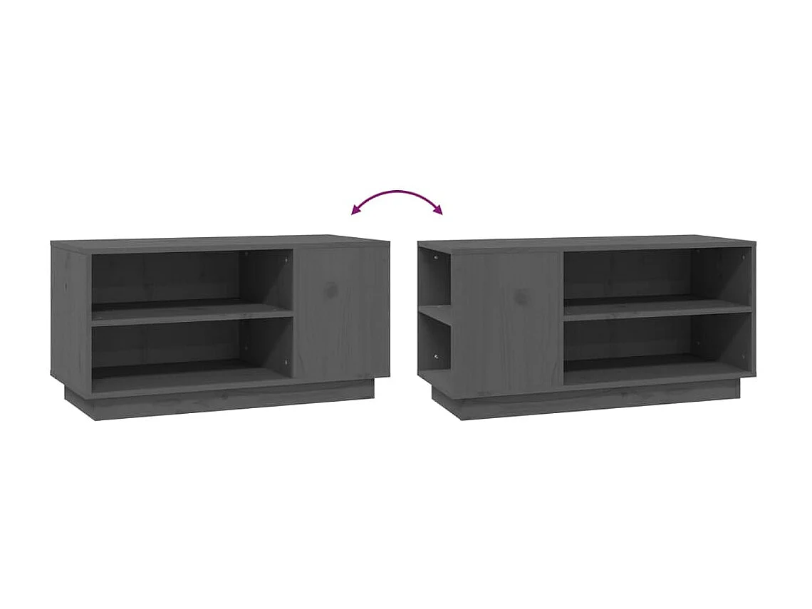 Meuble TV Gris 80x35x40,5 cm Bois de pin massif