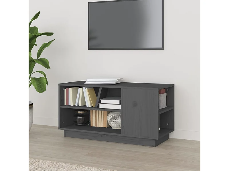 Mueble TV gris 80x35x40,5 cm Madera maciza de pino