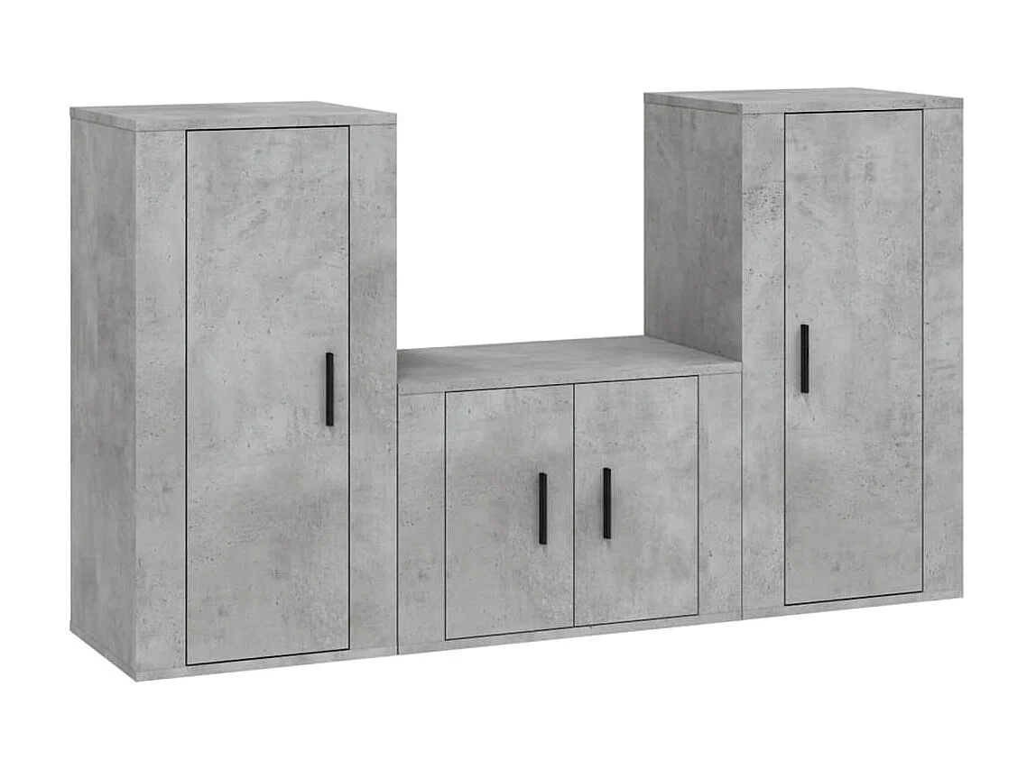 Ensemble de meubles TV 3 pcs Gris béton Bois d'ingénierie