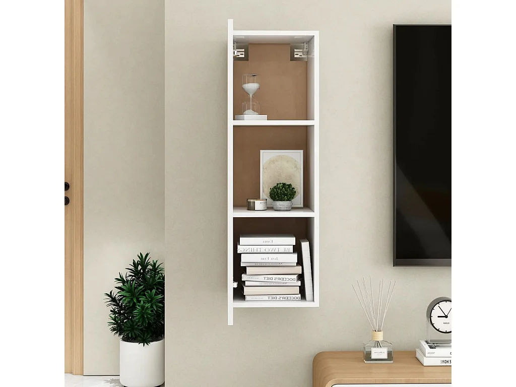 Mobile TV bianco 30,5x30x90 cm in truciolato