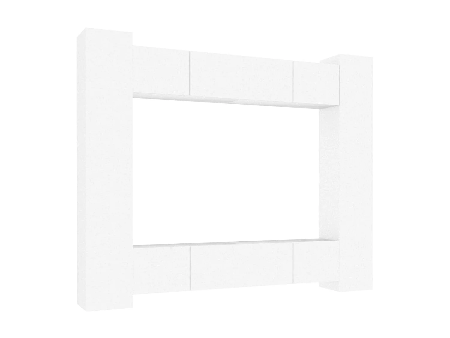 8-teiliges TV-Ständer-Set aus weißem Holzwerkstoff