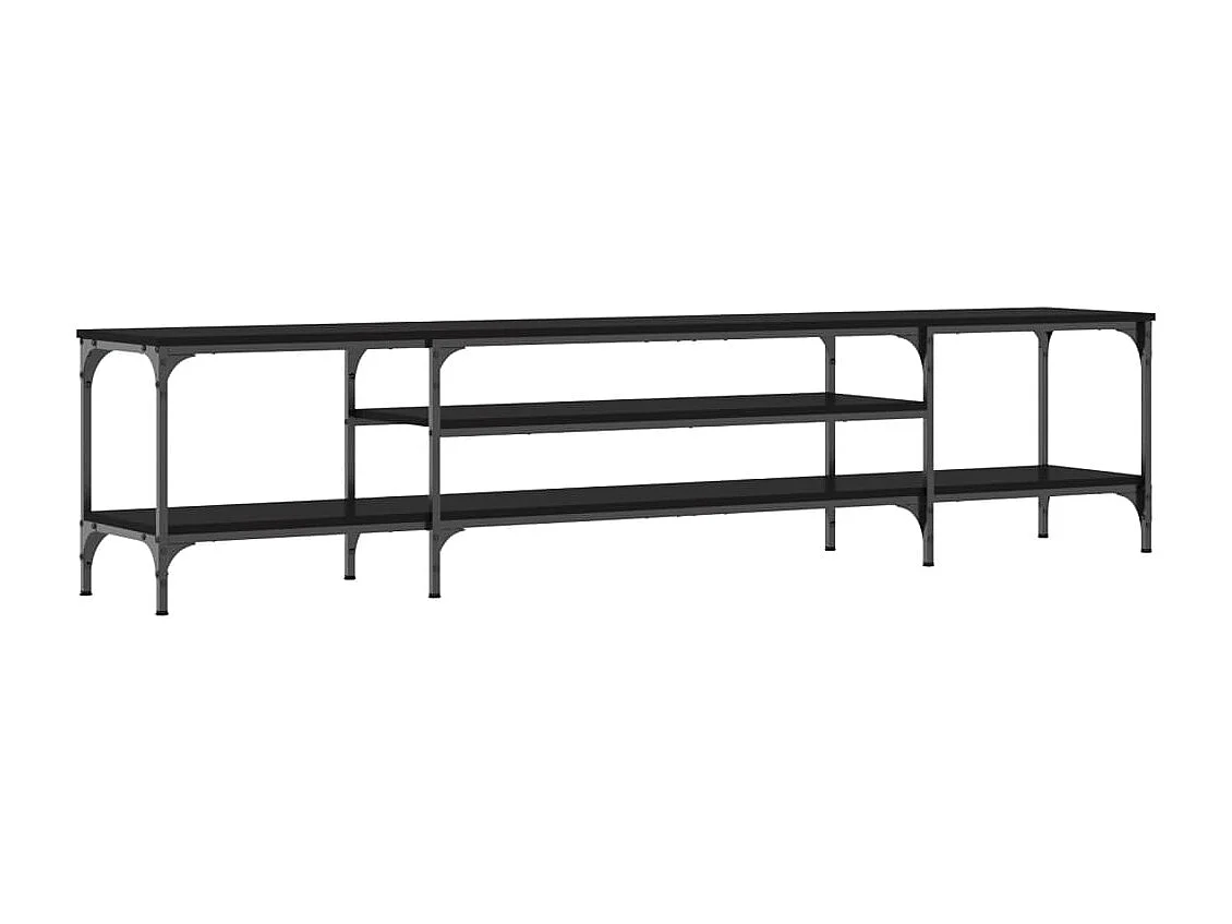 Zwart tv-meubel 201x35x45 cm samengesteld hout en ijzer